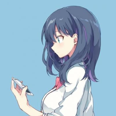 微信唯美蓝色动漫二次元女生头像