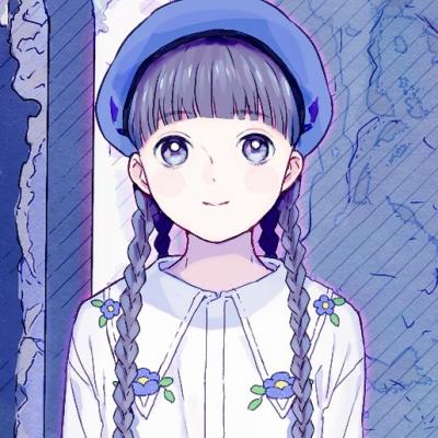 微信唯美蓝色动漫二次元女生头像