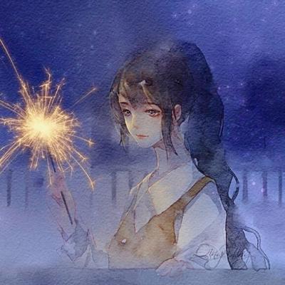 微信唯美蓝色动漫二次元女生头像