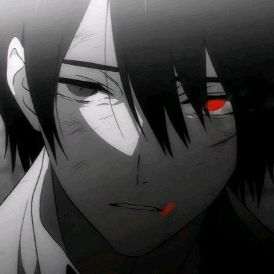 微信黑白丧系二次元男生头像