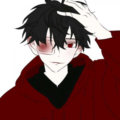 微信黑白丧系二次元男生头像