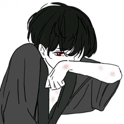 微信黑白丧系二次元男生头像