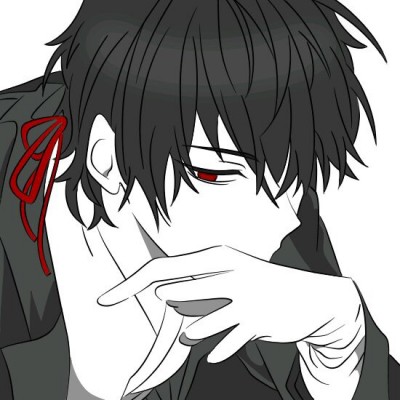 微信黑白丧系二次元男生头像