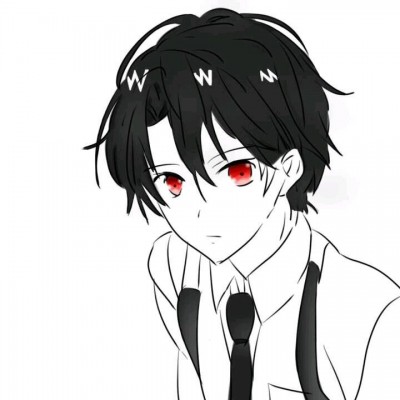 微信黑白丧系二次元男生头像