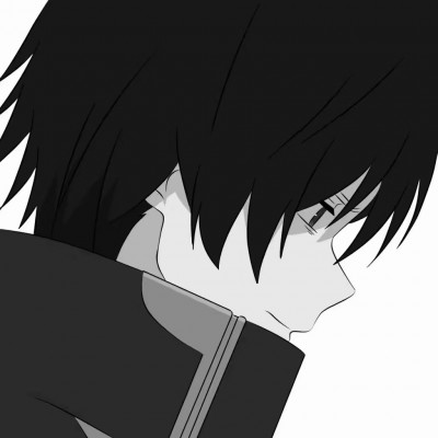 微信黑白丧系二次元男生头像