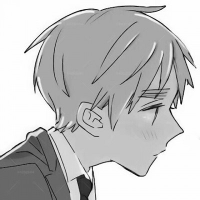 微信黑白丧系二次元男生头像