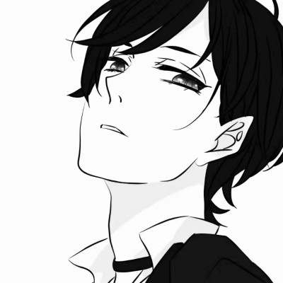 微信黑白丧系二次元男生头像