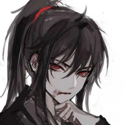 微信黑白丧系二次元男生头像