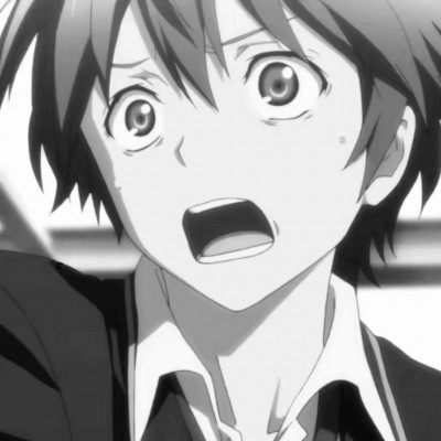 微信黑白丧系二次元男生头像