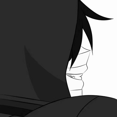 微信黑白丧系二次元男生头像