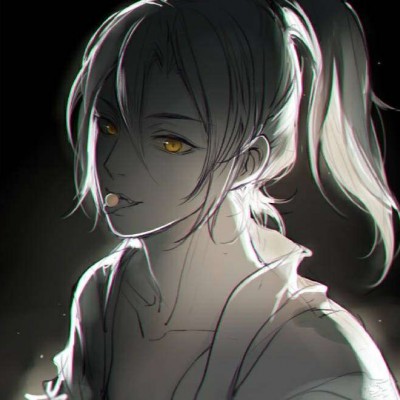 微信黑白丧系二次元男生头像