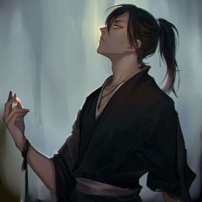 微信黑白丧系二次元男生头像