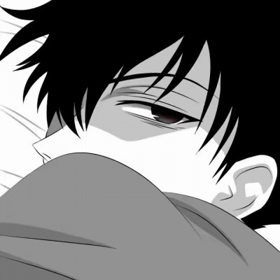 微信黑白丧系二次元男生头像