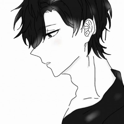 微信黑白丧系二次元男生头像