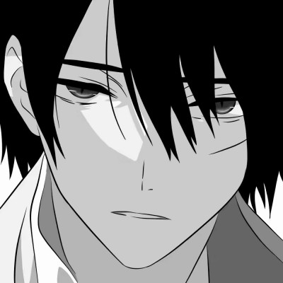 微信黑白丧系二次元男生头像