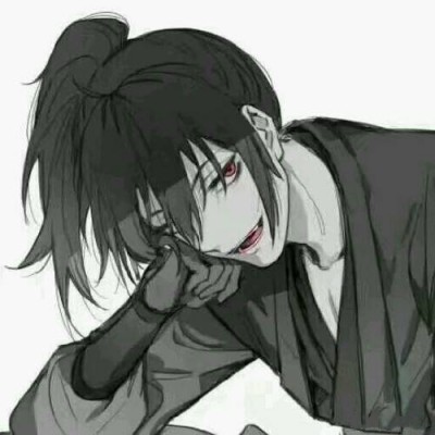 微信黑白丧系二次元男生头像