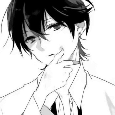 微信黑白丧系二次元男生头像