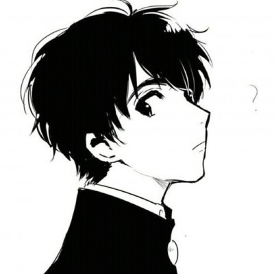 微信黑白丧系二次元男生头像