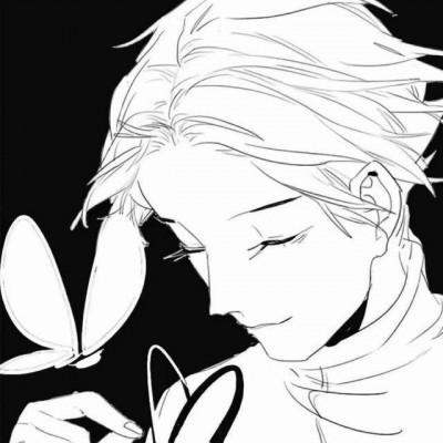 微信黑白丧系二次元男生头像