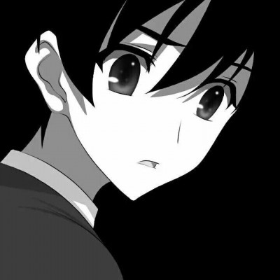 微信黑白丧系二次元男生头像