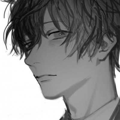 微信黑白丧系二次元男生头像