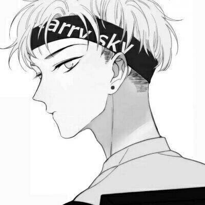 微信黑白丧系二次元男生头像