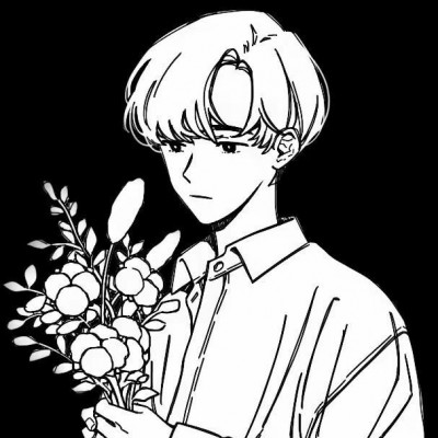 微信黑白丧系二次元男生头像