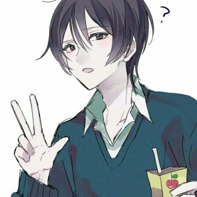 微信黑白丧系二次元男生头像