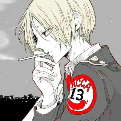 微信黑白丧系二次元男生头像