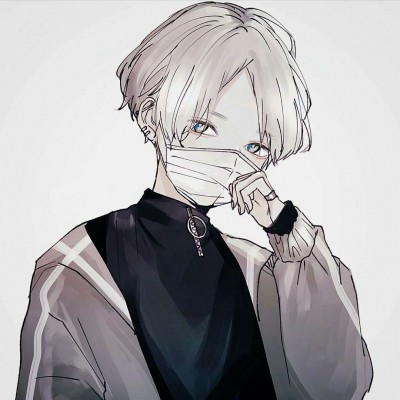 微信黑白丧系二次元男生头像