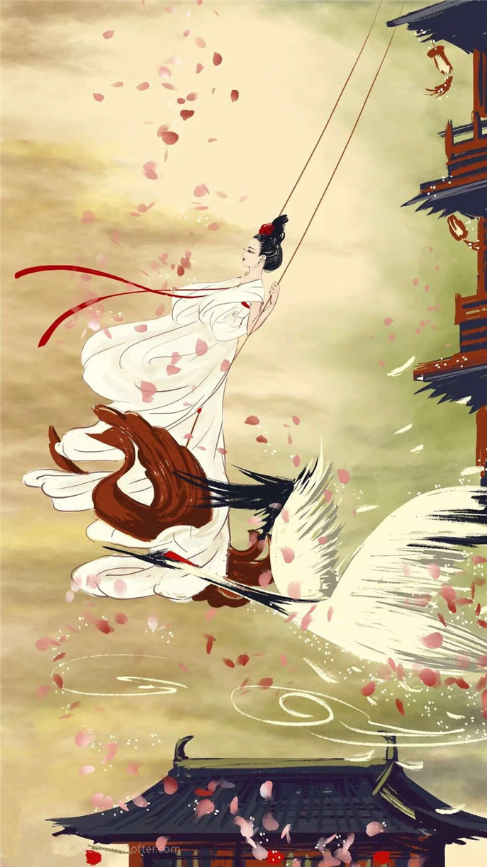 微信唯美古风插画聊天背景