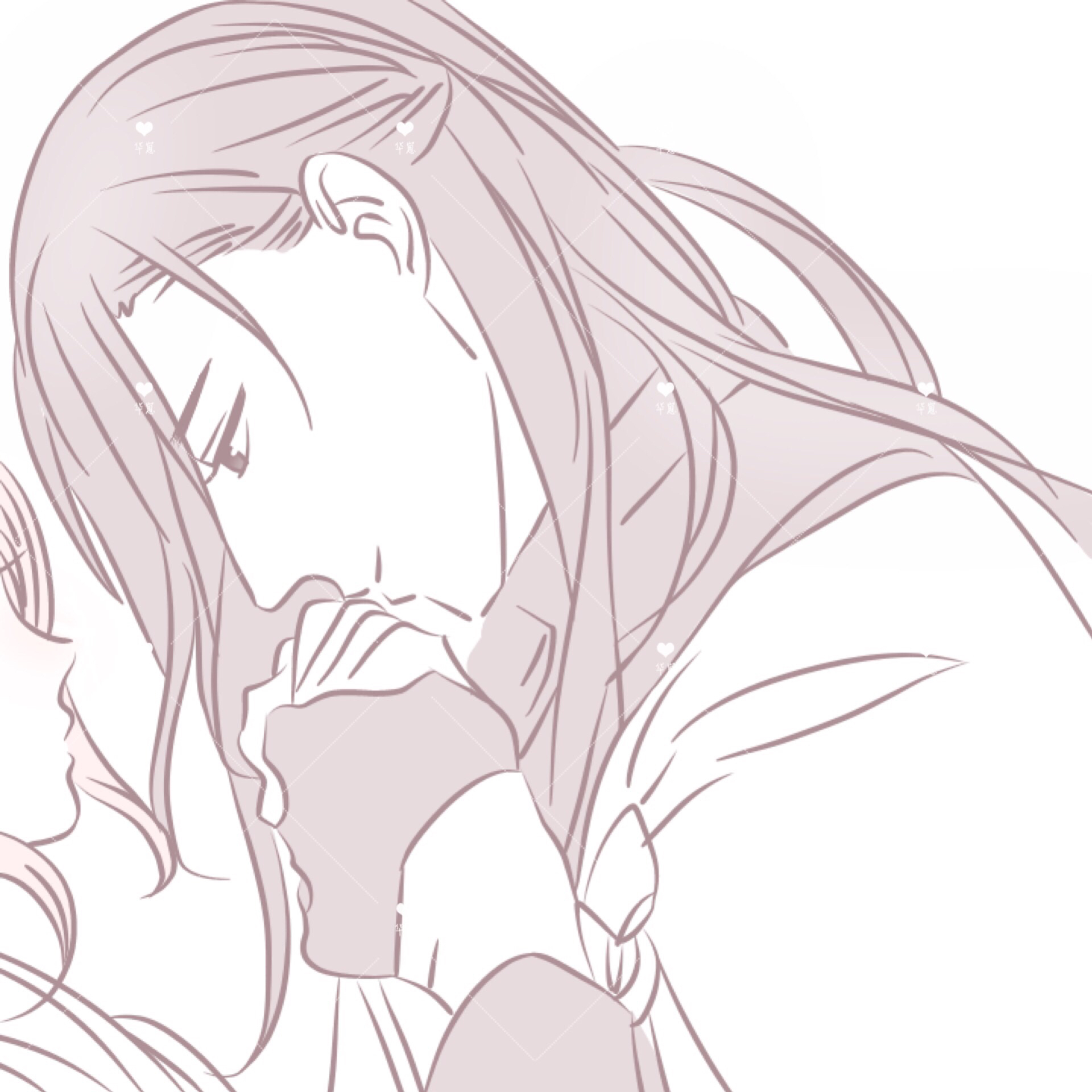 甜蜜粉嫩二次元微信情侣头像