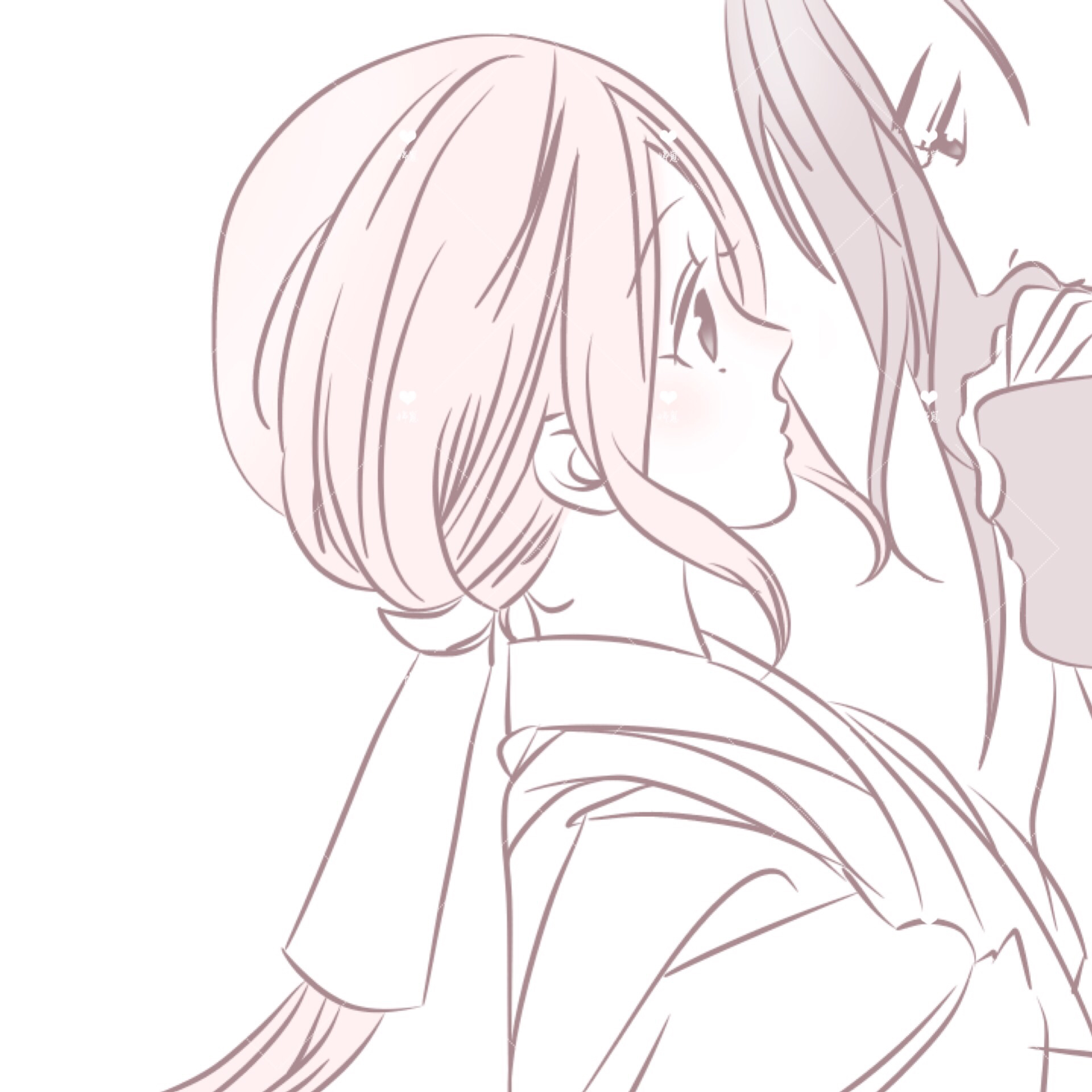 甜蜜粉嫩二次元微信情侣头像