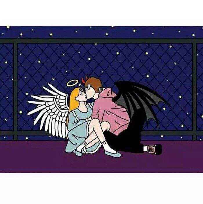 微信可爱简约二次元情侣头像