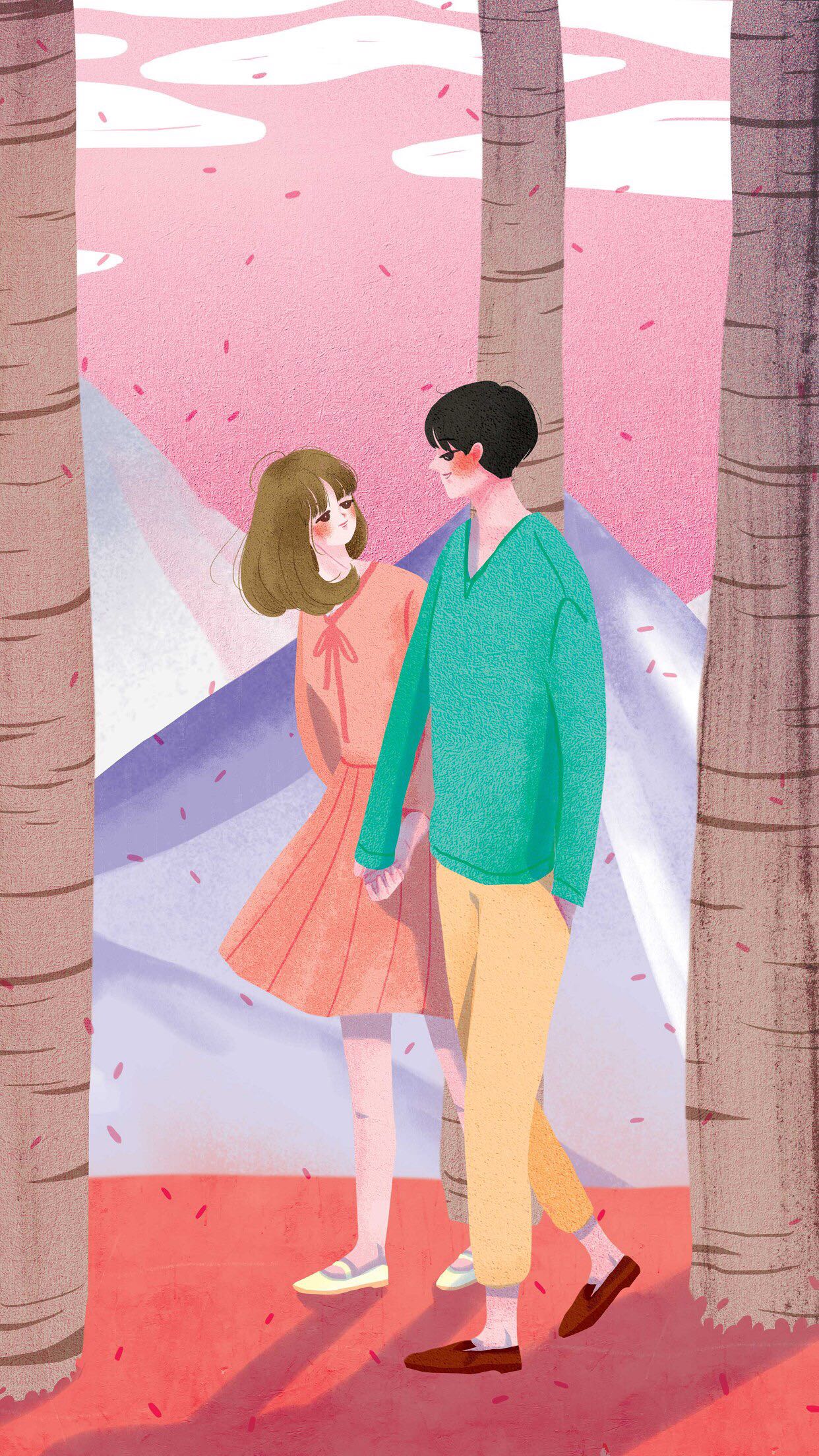 简约卡通风景手机壁纸