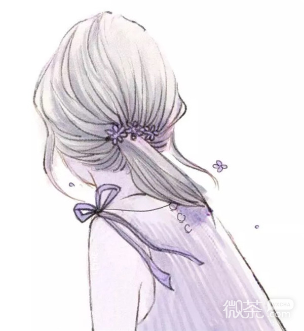 唯美伤感风的微信手绘卡通女生背影图片下载