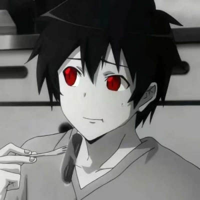 丧气黑白风格的微信动漫男生头像