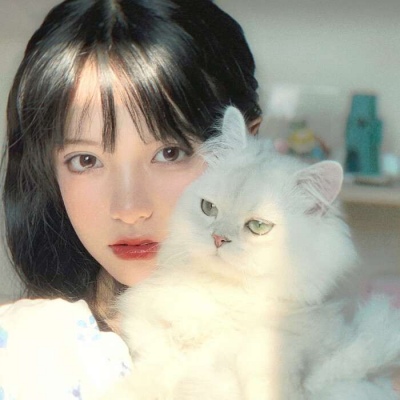 唯美好看的微信抱猫女生头像