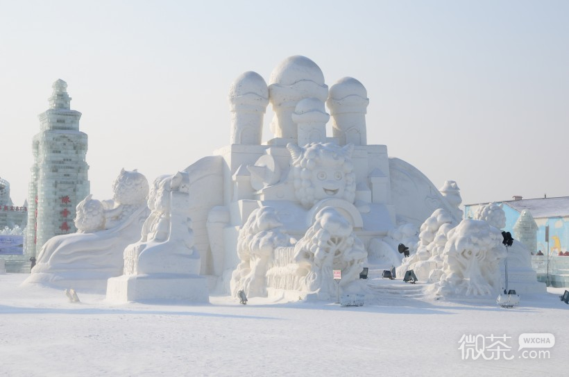 公园里的雪雕微信唯美摄影图片