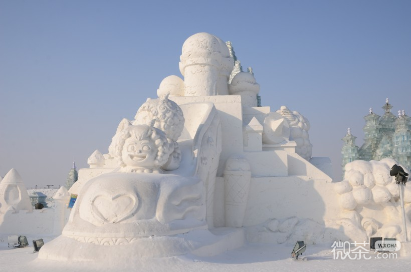 公园里的雪雕微信唯美摄影图片