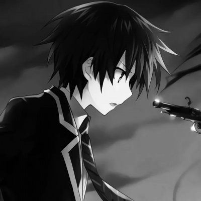 丧气伤感风格的微信黑白动漫男生头像