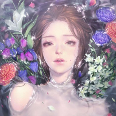 唯美手绘风格的微信女生插画头像