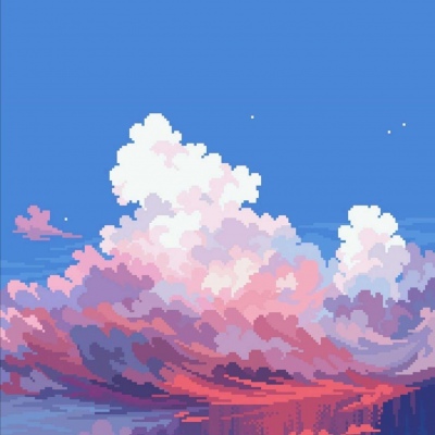 唯美简单的微信像素风格风景头像
