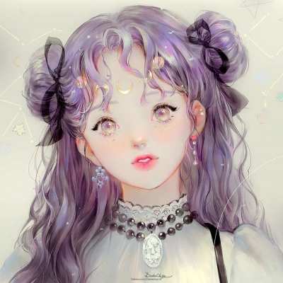 好看颜值高的微信二次元手绘女生头像