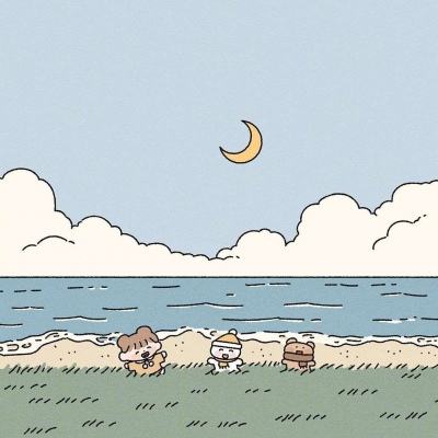 暖色调治愈系简单动漫背景图