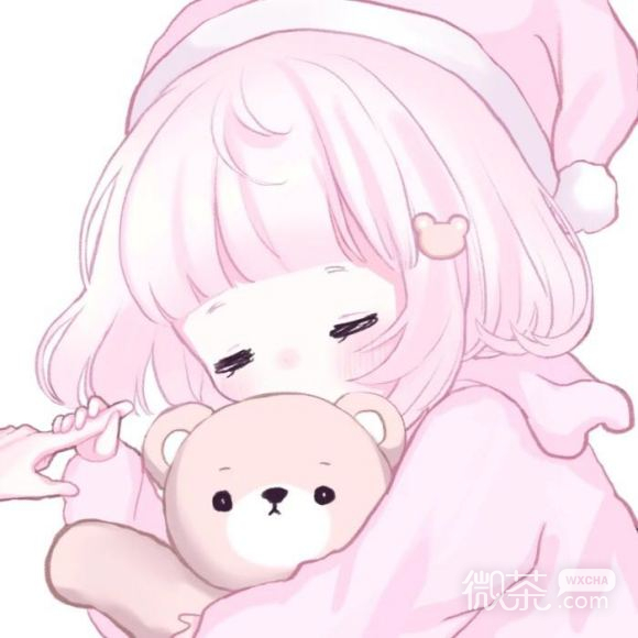 甜蜜粉色二次元微信情侣头像