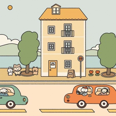 暖色调治愈系简单动漫背景图