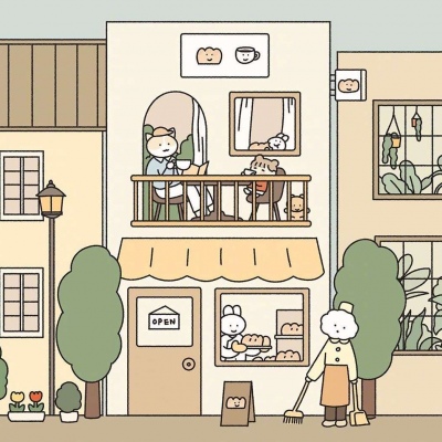 暖色调治愈系简单动漫背景图