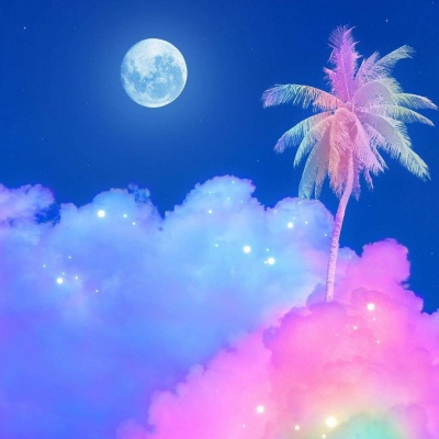 彩色月亮背景图