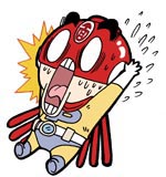 红色面碗的超人表情